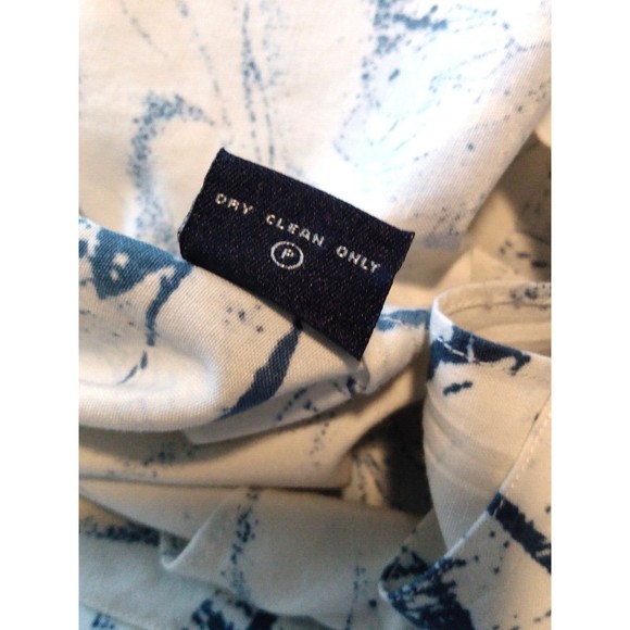 LINCS DC & Company Men's Blue White Silk Cotton Compass Button Front Shirt M - Picture 10 of 13